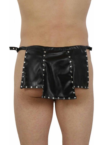 Asil Suni Deri Fantezi Erkek Tokalı Gladyatör Kostümü