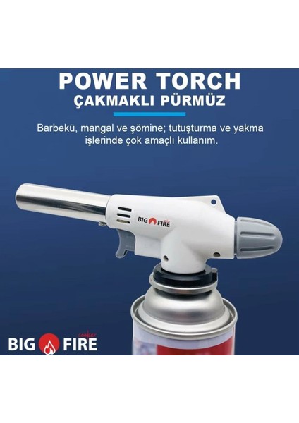 Big Fire Power Torch Çakmaklı Pürmüz 4 Adet Kartuşlu