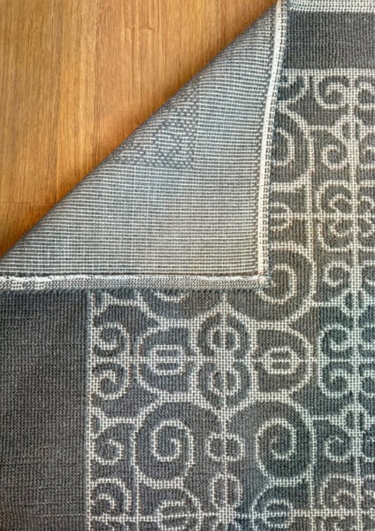 Patiska Yıkanabilir Kaymaz Dekoratif Spiral Desen Pamuk Bukle Kilim Antrasit modelleri