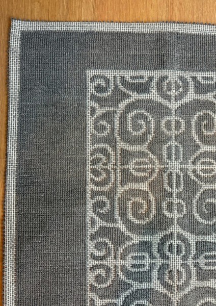 Özlü Home Patiska Yıkanabilir Kaymaz Dekoratif Spiral Desen Pamuk Bukle Kilim Antrasit