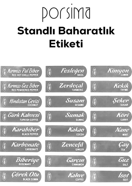 6 lı Standlı Kendinden Yapışkanlı Kaşıklı Kapaklı Baharatlık Takımı - Baharatlık Seti