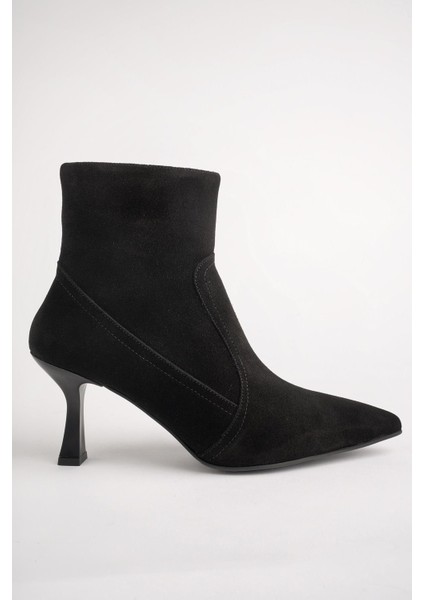 Natalie Garantili Hakiki Deri Sivri Burun Fermuarlı Ince Topuklu Kadın Bot
