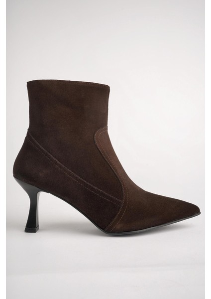 Natalie Garantili Hakiki Deri Sivri Burun Fermuarlı Ince Topuklu Kadın Bot
