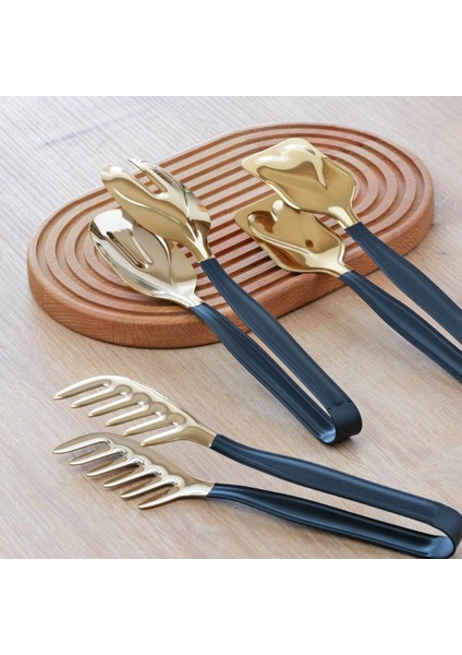 3'lü Maşa Seti Parlak Altın Siyah