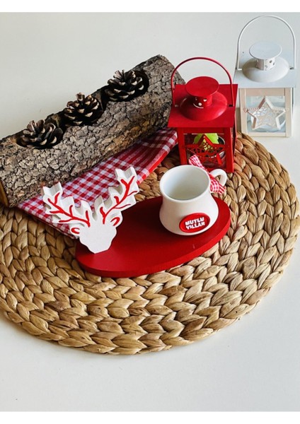 Yılbaşı Mutlu Yıllar Geyik Sunumluk ve Fincan