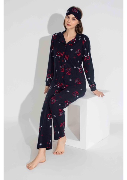 Yeni Sezon Sonbahar/Kış Kız Çocuk Geyik Desenli Süet Pijama Takımı 2724-11 Lacivert fırsatları