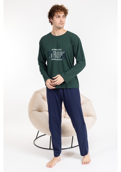 Erkek Penye Pamuk Regular Kalıp Sıfır Yaka Kaliteli Pijama Takımı A803123
