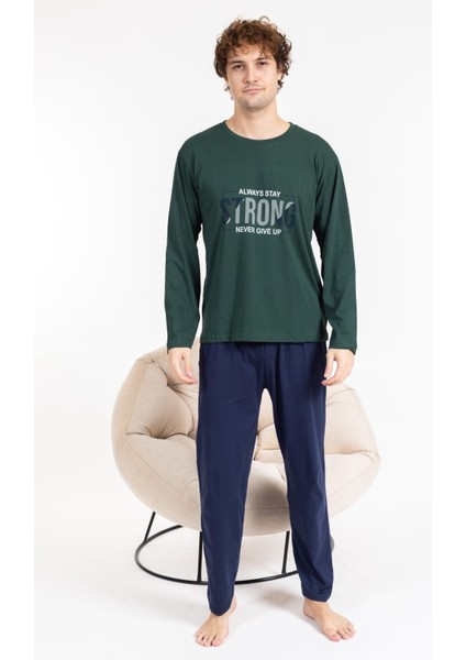Erkek Penye Pamuk Regular Kalıp Sıfır Yaka Kaliteli Pijama Takımı A803123
