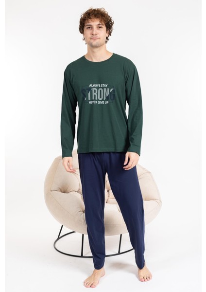 Erkek Penye Pamuk Regular Kalıp Sıfır Yaka Kaliteli Pijama Takımı A803123