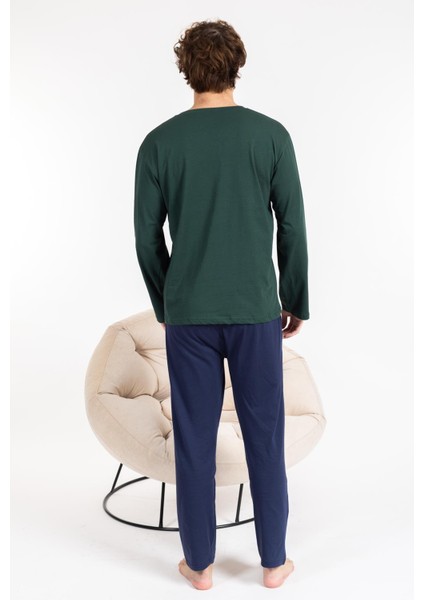 Erkek Penye Pamuk Regular Kalıp Sıfır Yaka Kaliteli Pijama Takımı A803123
