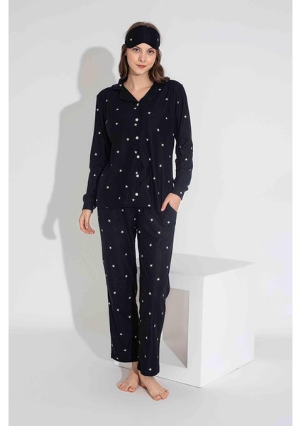 Yeni Sezon Sonbahar/Kış Kız Çocuk Yıldız Desenli Süet Pijama Takımı 2724-10 Siyah Yıldız fırsatları