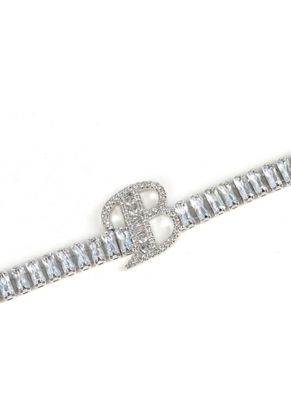 Gümüş ve Altın Kaplama Zirkon Taşlı Harfli Çelik Bileklik fırsatları