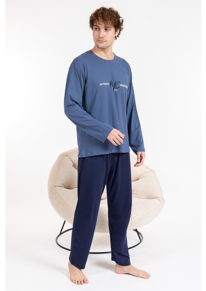 Erkek Penye Pamuk Regular Kalıp Sıfır Yaka Kaliteli Pijama Takımı A803123