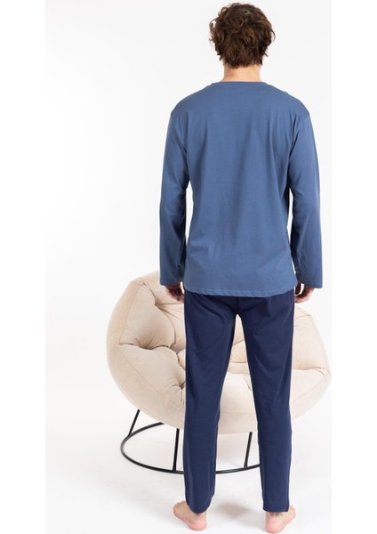 Erkek Penye Pamuk Regular Kalıp Sıfır Yaka Kaliteli Pijama Takımı A803123 modelleri