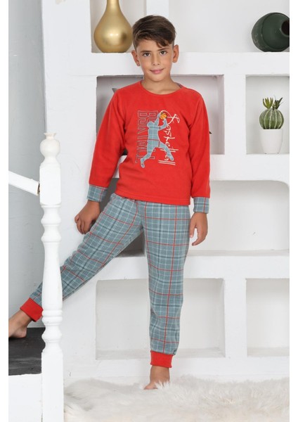 Yeni Sezon Sonbahar/kış Erkek Çocuk Basketball Desenli Polar Pijama Takımı 4530