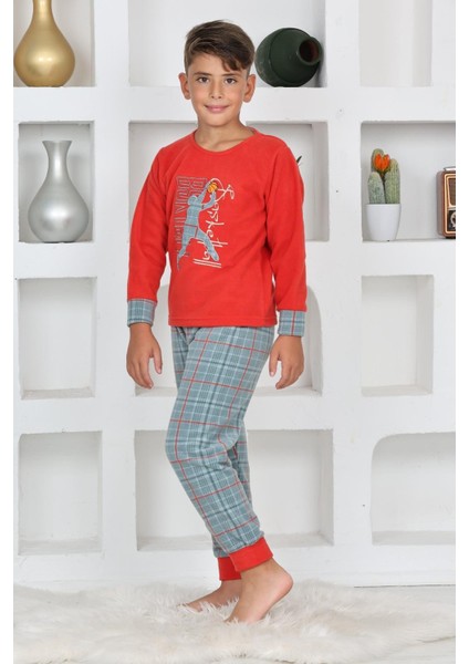 Yeni Sezon Sonbahar/kış Erkek Çocuk Basketball Desenli Polar Pijama Takımı 4530