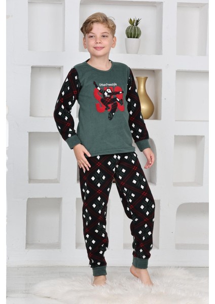 Yeni Sezon Sonbahar/kış Erkek Çocuk Skate 8 Desenli Polar Pijama Takımı 4536