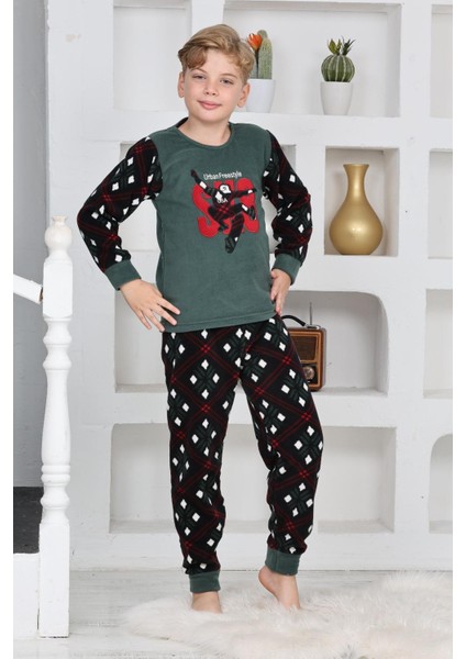 Yeni Sezon Sonbahar/kış Erkek Çocuk Skate 8 Desenli Polar Pijama Takımı 4536