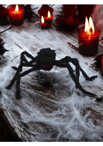 Cadılar Bayramı Peluş Örümcek Halloween Parti Dekoru Siyah 75 cm
