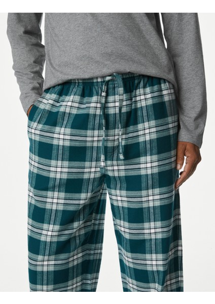 Saf Pamuklu Uzun Kollu Pijama Takımı