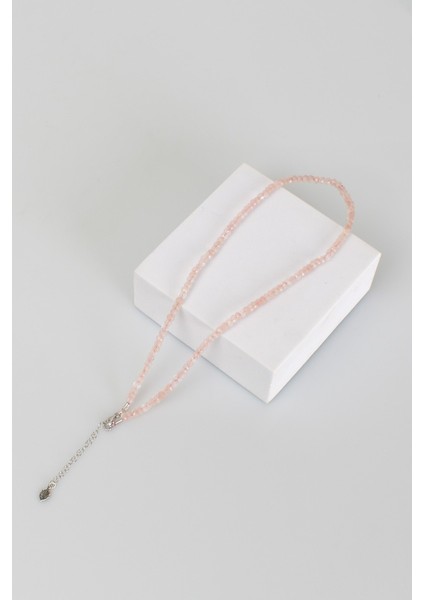 Pembe Kuvars Doğaltaş Kolye 4mm modelleri