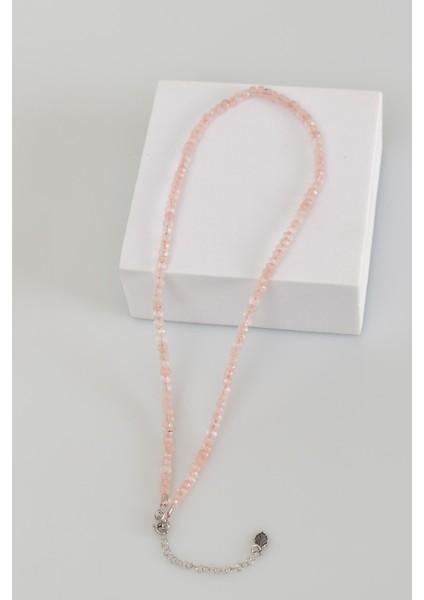 Pembe Kuvars Doğaltaş Kolye 4mm indirimleri