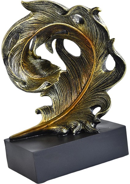 Reçine Heykelcik El Sanatları Doğum Günü Hediyesi Tüy Heykel Masaüstü Iç Mekan Ofis Siyah ve Altın (Yurt Dışından) fiyatları