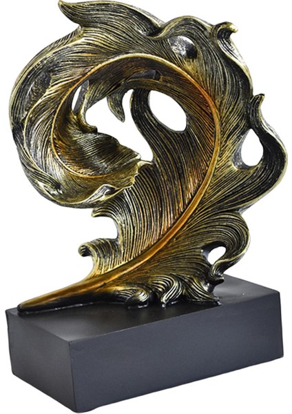 Reçine Heykelcik El Sanatları Doğum Günü Hediyesi Tüy Heykel Masaüstü Iç Mekan Ofis Siyah ve Altın (Yurt Dışından) modelleri