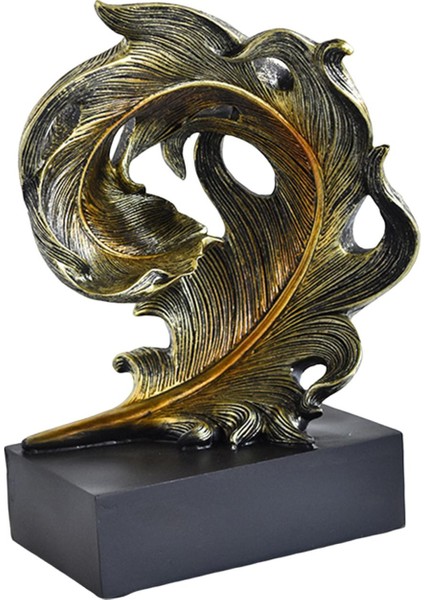 Reçine Heykelcik El Sanatları Doğum Günü Hediyesi Tüy Heykel Masaüstü Iç Mekan Ofis Siyah ve Altın (Yurt Dışından) fırsatları