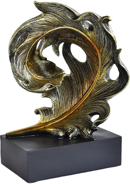 Reçine Heykelcik El Sanatları Doğum Günü Hediyesi Tüy Heykel Masaüstü Iç Mekan Ofis Siyah ve Altın (Yurt Dışından) indirimleri