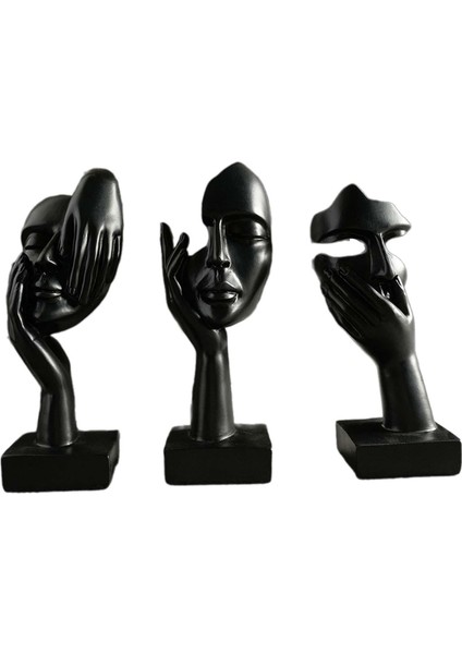 3 Parça Düşünen Adam Heykelleri Soyut Sanat Heykelleri Masa Giriş Kitaplık Siyah (Yurt Dışından) fiyatları