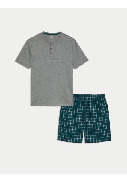 Saf Pamuklu Kısa Kollu Pijama Takımı
