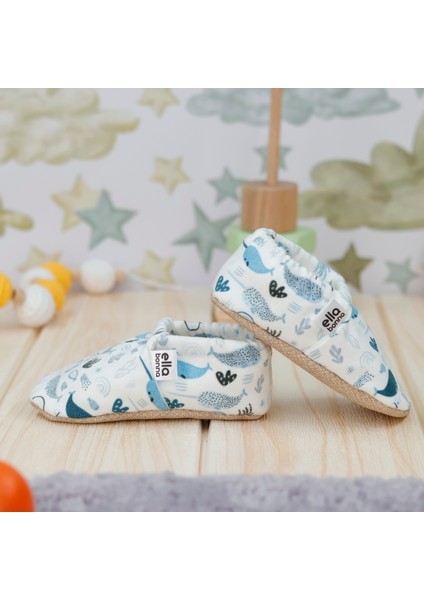 Desenli Bebek Patiği, Kaydırmaz Taban, Ev Kreş Ayakkabısı Panduf, Kılıçbalığı