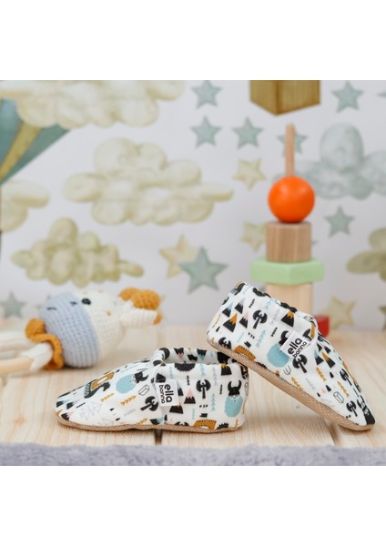 Desenli Bebek Patiği, Kaydırmaz Taban, Ev Kreş Ayakkabısı Panduf, Vikingler