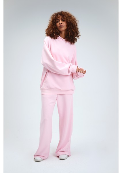 Kadın Timeless Oversize Pembe Hoodie Sweatshirt