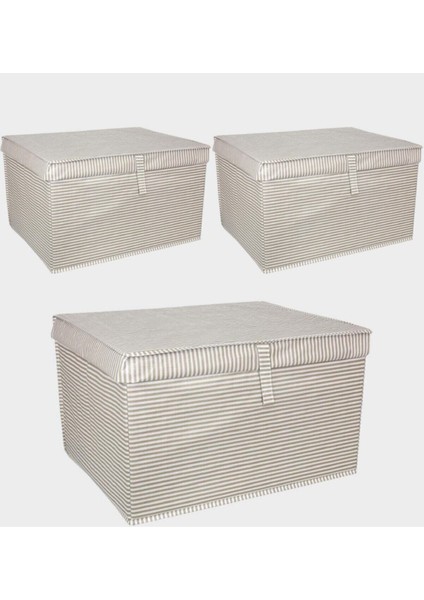 Tekno Trust 3 3 Adet - Kapaklı Çok Amaçlı ( Çamaşır-Saklama-Düzenleme Vb.) Hurç, Kutu Maxi 50X40X30 - Kahvereng