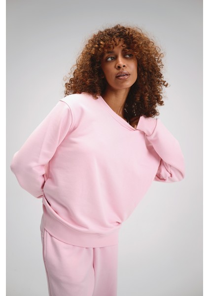 Kadın Timeless Oversize Pembe Sweatshirt