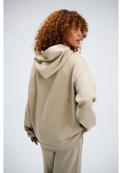 Kadın Timeless Oversize Vizon Hoodie Sweatshirt fırsatları
