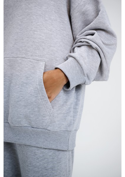 Kadın Timeless Oversize Gri Hoodie Sweatshirt indirimleri