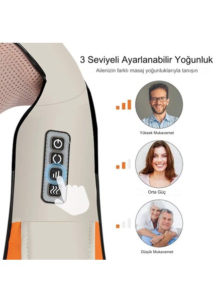 Pratik Motorlu Güçlü Ovmalı Isıtmalı Masaj Kemeri Boyun Sırt ve Vücut Masajı Bel Aleti Elektrikli