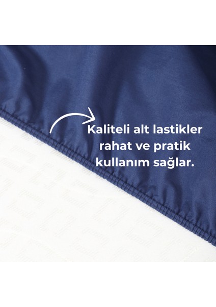 Rozet Tekstil Lacivert Lastikli Çarşaf Takımı Fitted Pamuklu Dokuma Kumaş Yastık Kılıflı