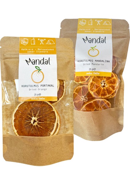 Kurutulmuş Portakal, Mandalina Dilimleri Kurutulmuş Meyve Kurusu Dilimleri 50 gr