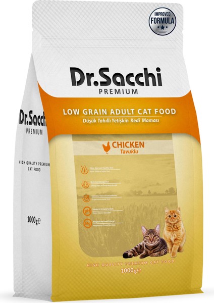 Premium Düşük Tahıllı Tavuklu Yetişkin Kedi Maması 1 kg