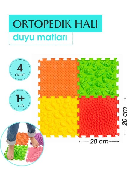 Hayır 4 Modüllü Ortopedik Halı Çocuk Duyu Matları Renkli Puzzle Çocuk Masaj Halıları OH401 Tpe Hayı