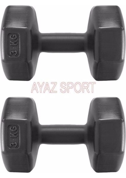 Siyah 3x2 Dambıl Siyah Set Dumbell Toplam 6 kg Vinyl