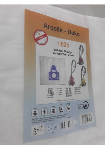 Tekno Trust Beyaz Beko Bks 1260 Uyumlu Ey Süpürge Sentetik Toz Torbasi 20'li fırsatları