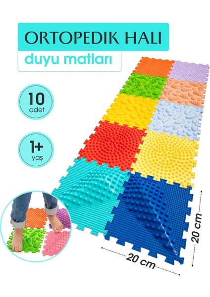 Plastik 10 Modüllü Ortopedik Halı Çocuk Duyu Matları Puzzle Çocuk Masaj Halıları OH102 1+ Yaş Hayır