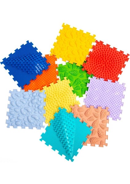 Plastik 10 Modüllü Ortopedik Halı Çocuk Duyu Matları Puzzle Çocuk Masaj Halıları OH102 1+ Yaş Hayır