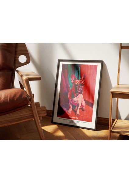 Renkli Köpek Resmi - Modern Duvar Dekorasyonu Çerçeveli Tablo