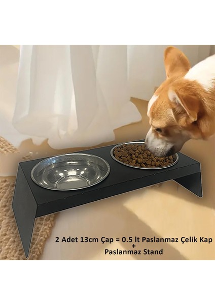 Evcil Hayvan Mama ve Su Kabı Standı, Ikili Small Model Siyah, Paslanmaz Çelik, Yükseltilmiş, Kedi ve Köpekler Için fiyatları